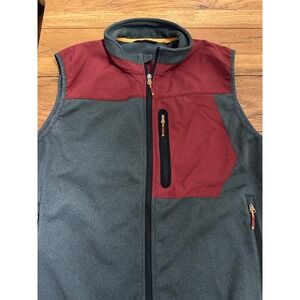 orvis dark gray and maroon full zip‎ vest 2xl